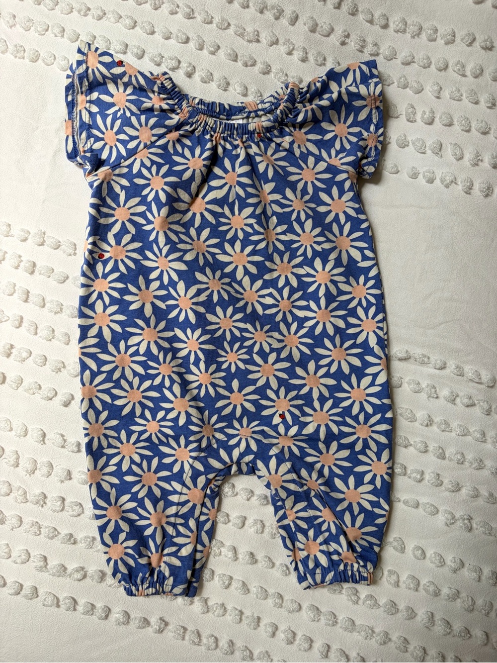 NWOT Hanna Andersson Blue and White Floral Baby Romper
